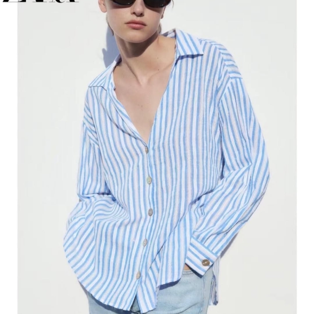 Zara Blue Striped Men's Shirt